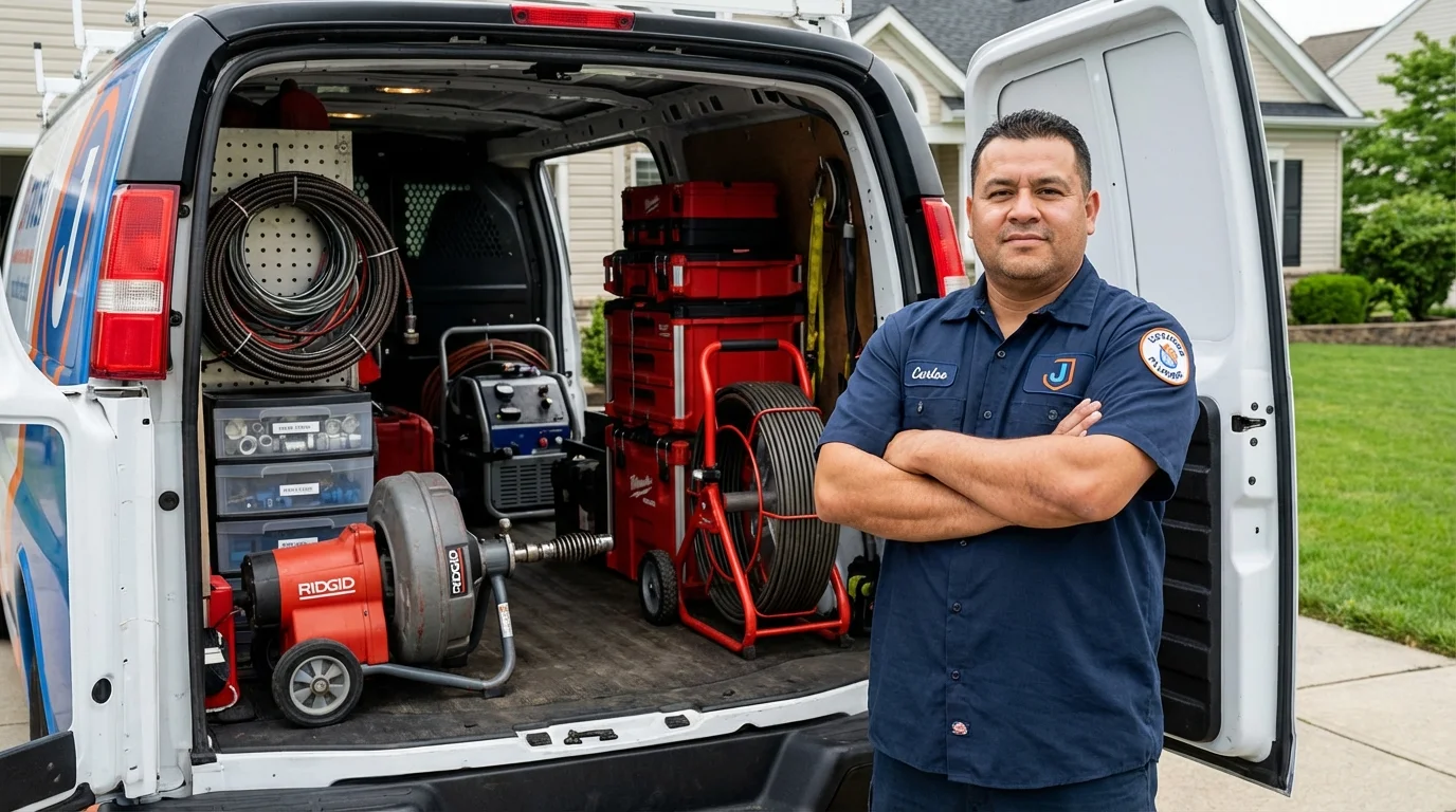 Professional drain cleaning equipment and Johns Plumbing LLC plumber in Wellington